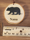 Bear "Nana" Small Birch Tree Ornament.