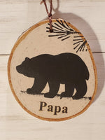 BEAR "PAPA" MED BIRCH TREE ORNAMENT
