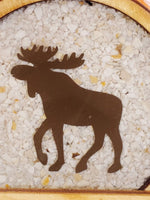Moose "NH" Sea shell crushed round ornament (SHELLWARE)