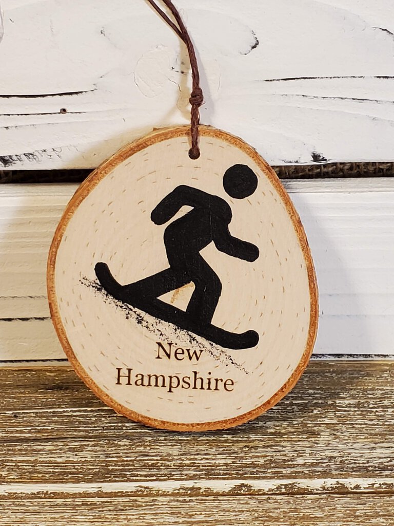 NH Snowboarding Small Birch Ornament