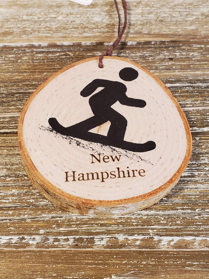 NH Snowboarding Small Birch Ornament