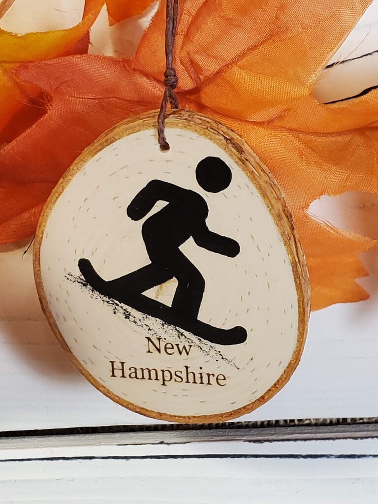 NH Snowboarding Small Birch Ornament