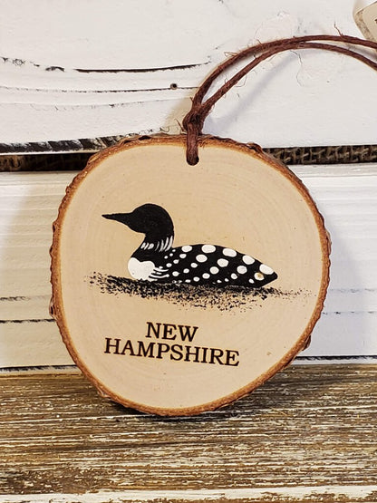 NH Loon Small Birch Ornament