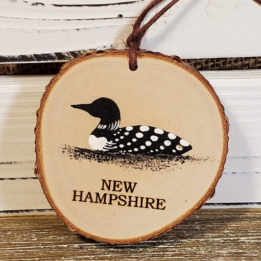 NH Loon Small Birch Ornament