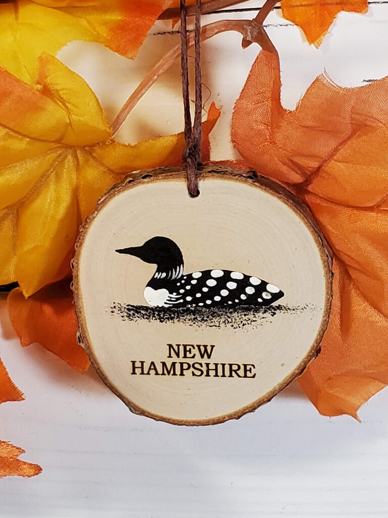 NH Loon Small Birch Ornament