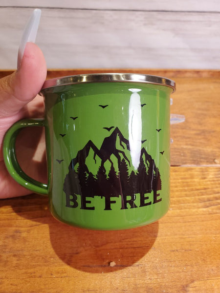 Camp Mug "Be Free" Green (The Traveled Lane)